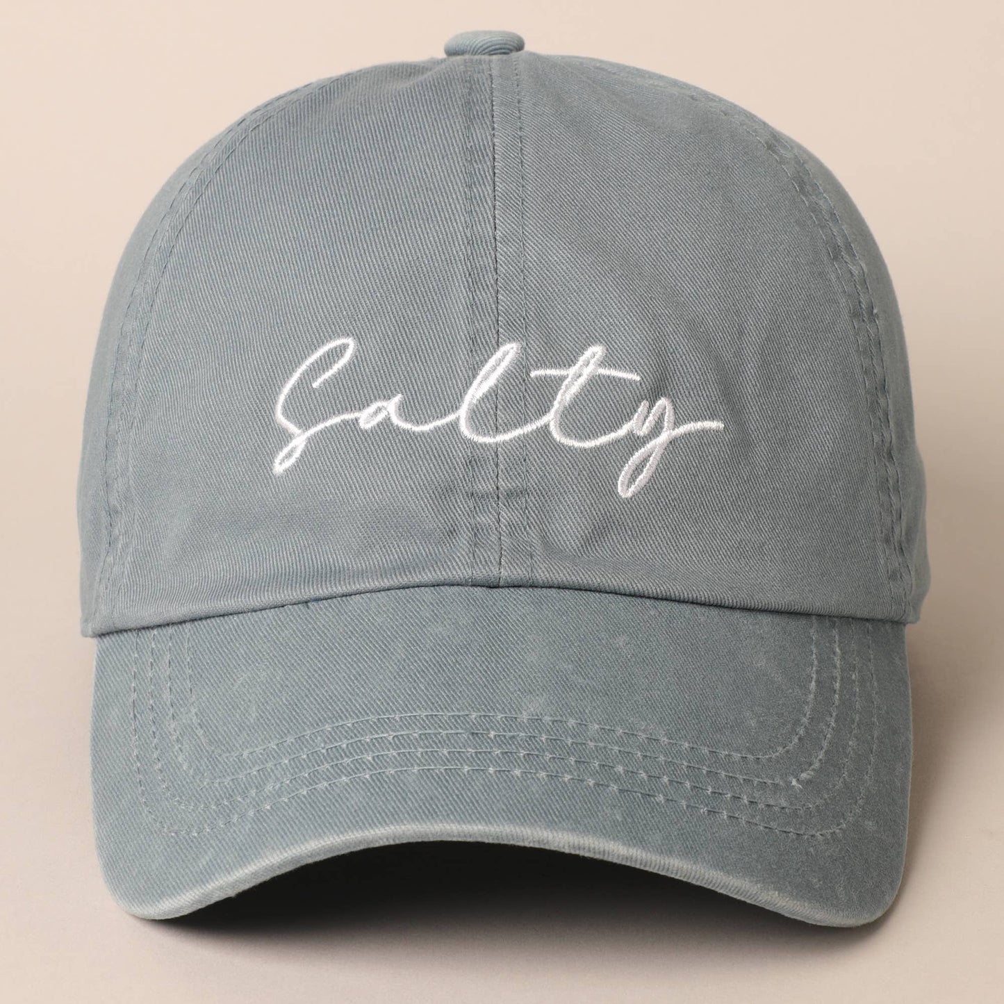Salty Lettering Embroidery Baseball Cap: DUSTY PINK / One Size