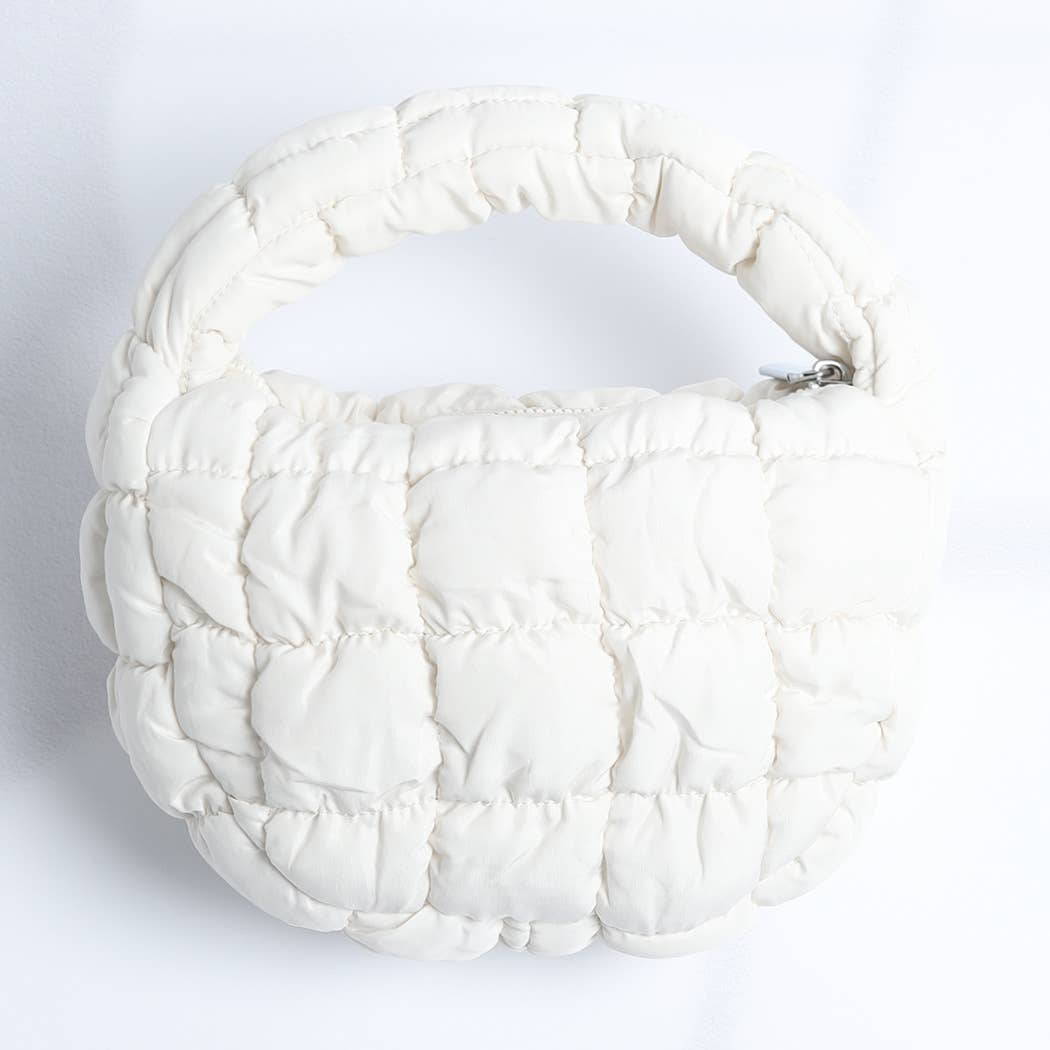 Mini Puffer Quilted Cloud Tote Bag: Beige / ONE SIZE