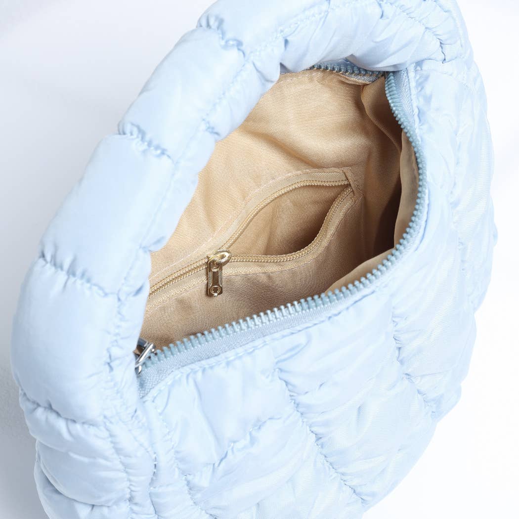 Mini Puffer Quilted Cloud Tote Bag: Beige / ONE SIZE