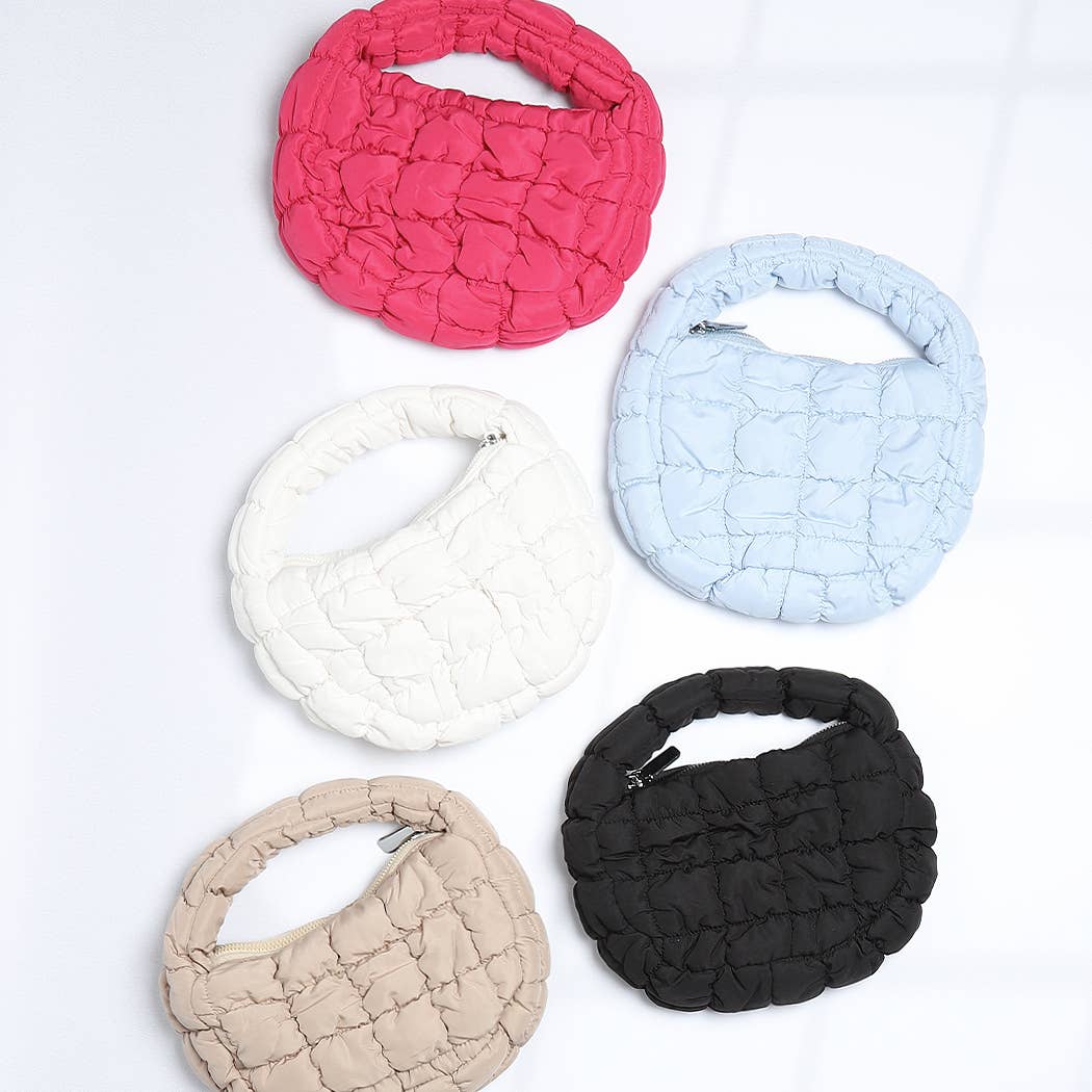 Mini Puffer Quilted Cloud Tote Bag: Beige / ONE SIZE