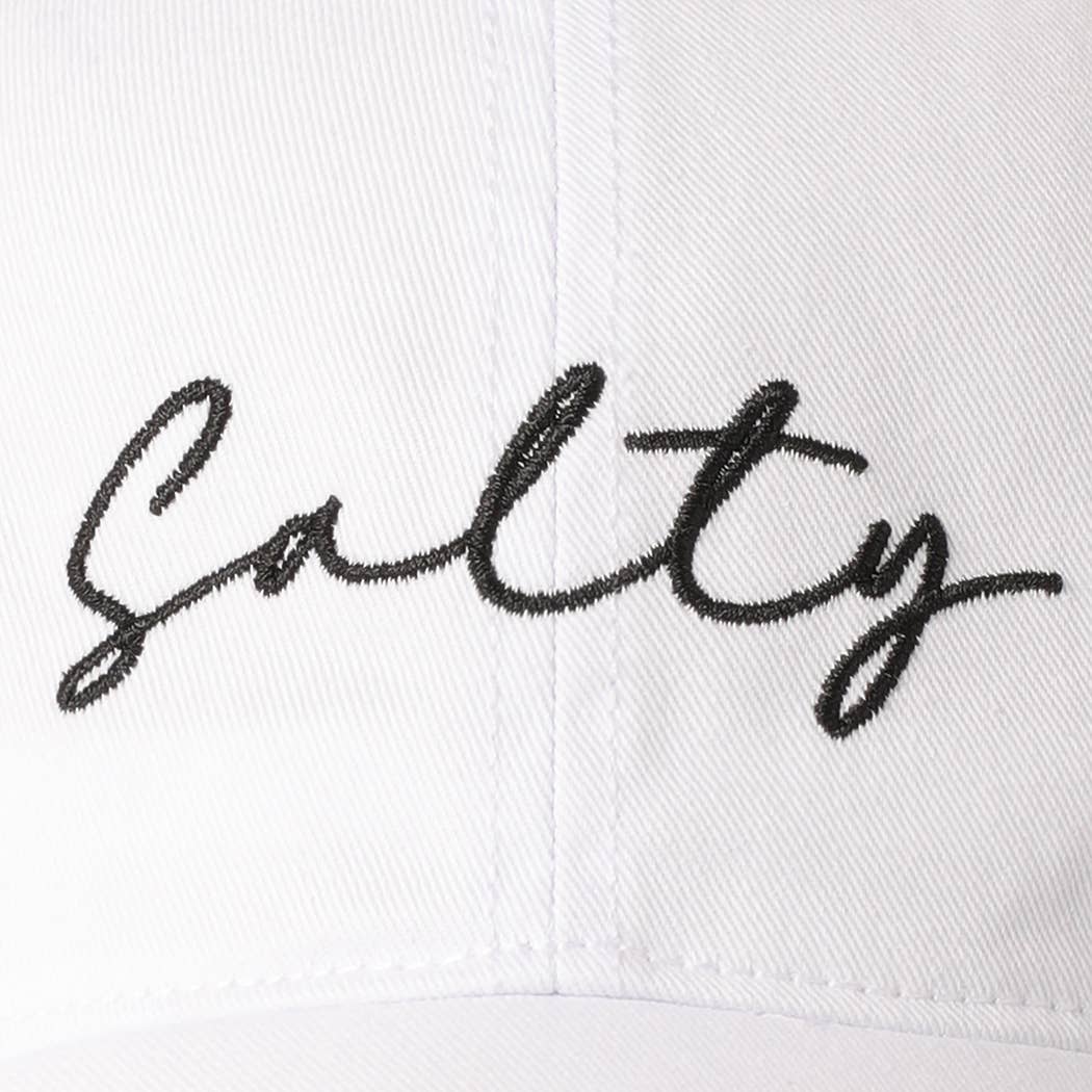 Salty Lettering Embroidery Baseball Cap: DUSTY PINK / One Size