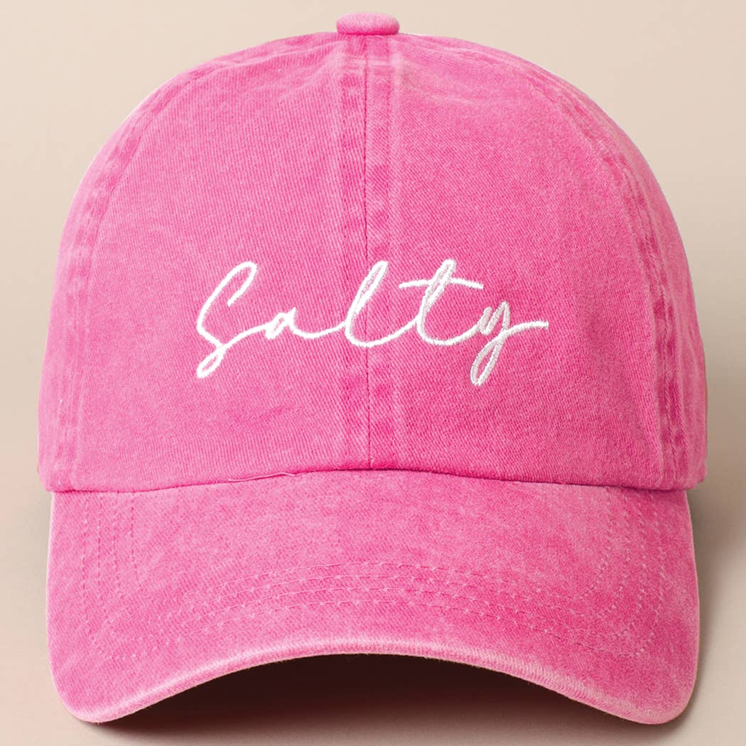 Salty Lettering Embroidery Baseball Cap: DUSTY PINK / One Size