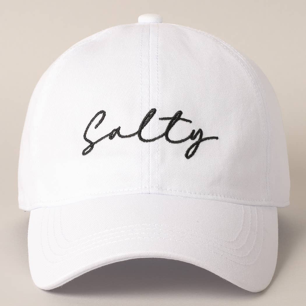 Salty Lettering Embroidery Baseball Cap: DUSTY PINK / One Size