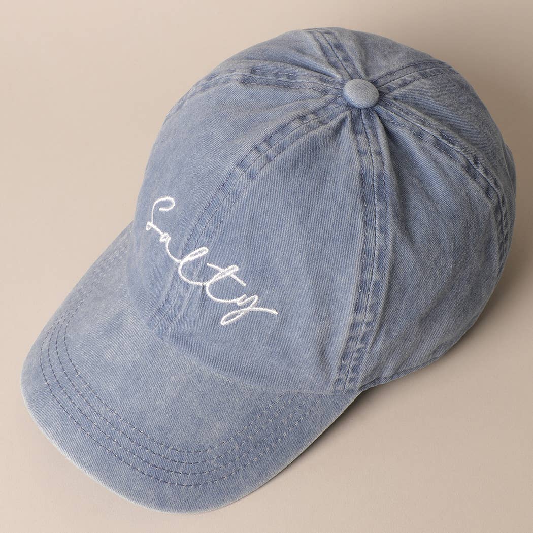 Salty Lettering Embroidery Baseball Cap: DUSTY PINK / One Size
