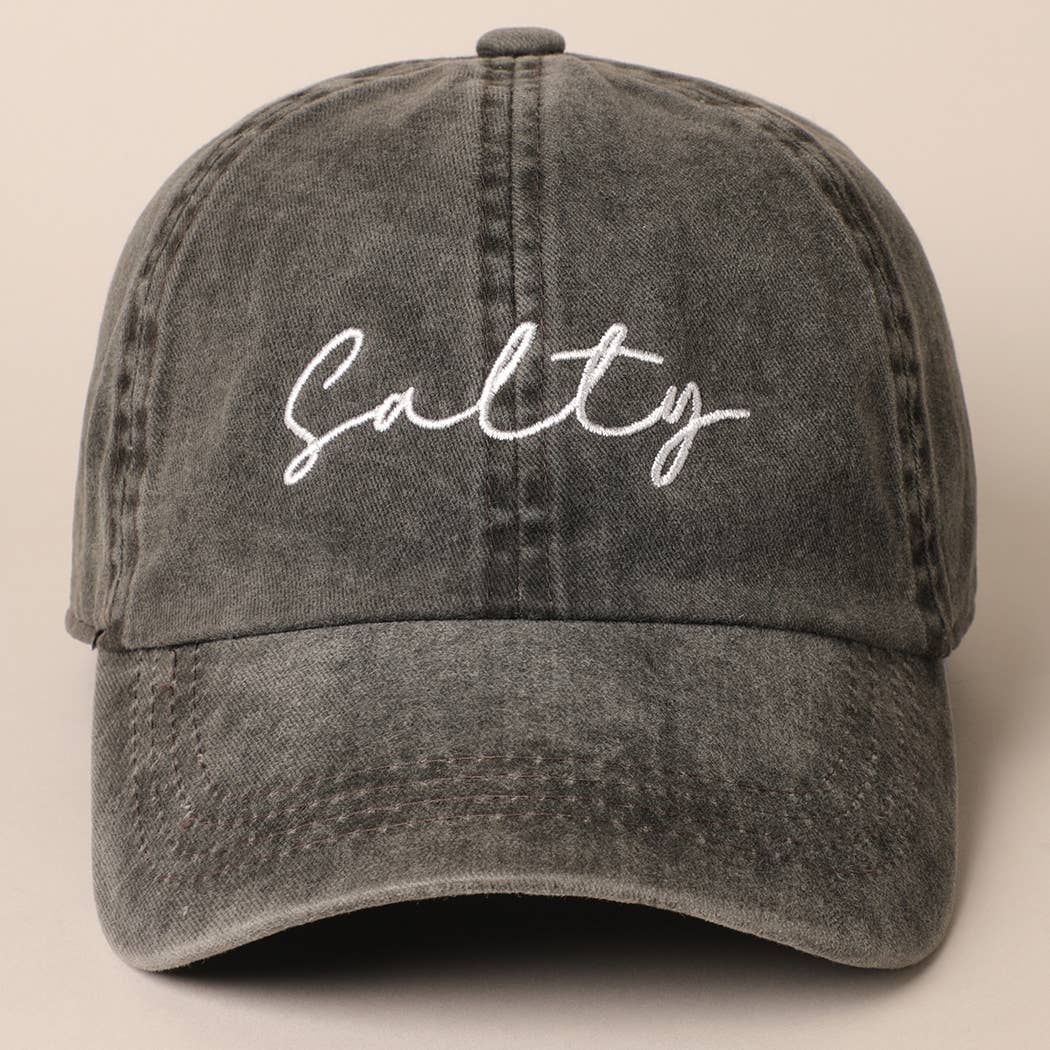 Salty Lettering Embroidery Baseball Cap: DUSTY PINK / One Size