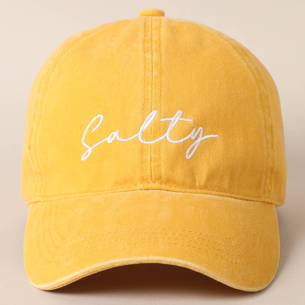 Salty Lettering Embroidery Baseball Cap: DUSTY PINK / One Size