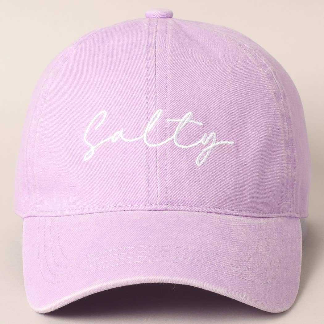 Salty Lettering Embroidery Baseball Cap: DUSTY PINK / One Size