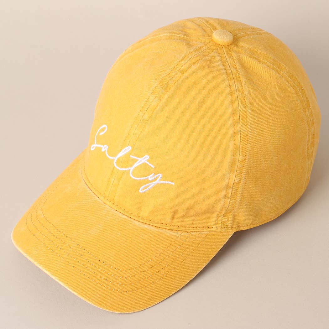 Salty Lettering Embroidery Baseball Cap: DUSTY PINK / One Size