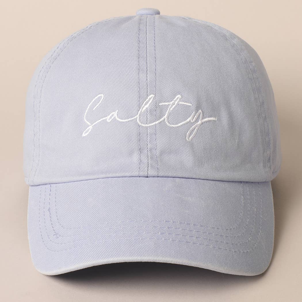 Salty Lettering Embroidery Baseball Cap: DUSTY PINK / One Size