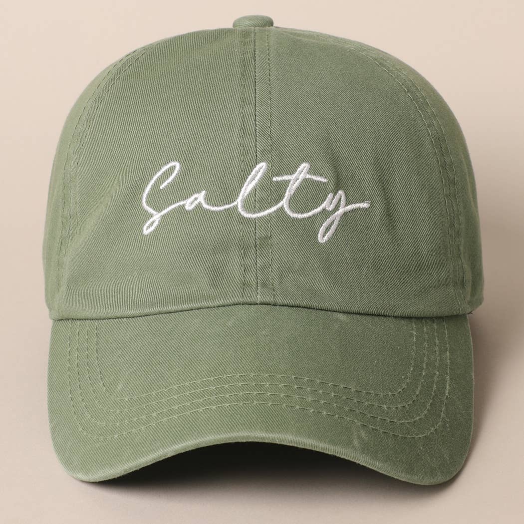 Salty Lettering Embroidery Baseball Cap: DUSTY PINK / One Size