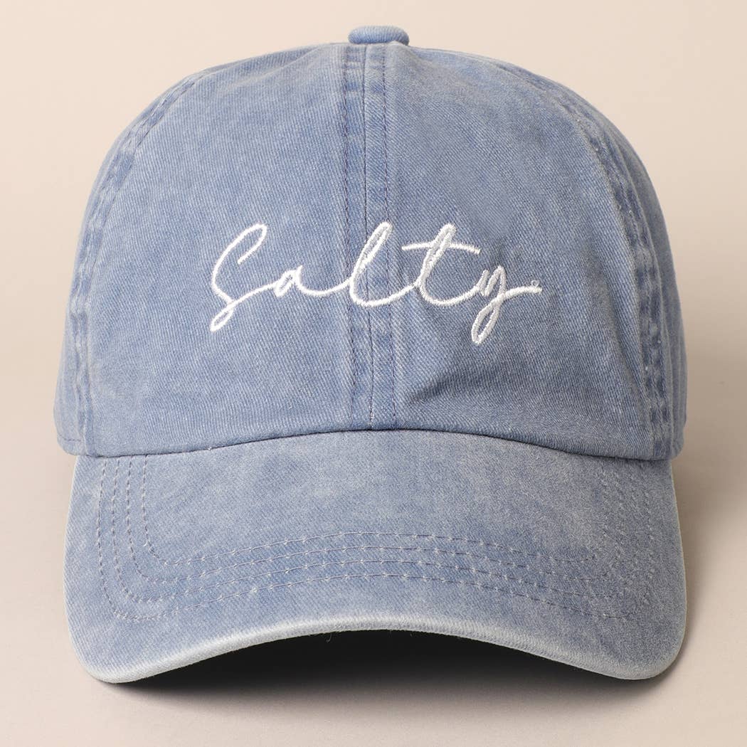 Salty Lettering Embroidery Baseball Cap: DUSTY PINK / One Size