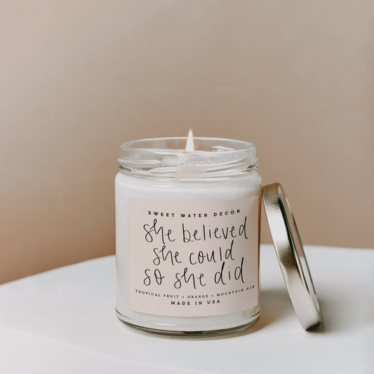 She Believed She Could 9 oz Soy Candle - Home Decor & Gifts