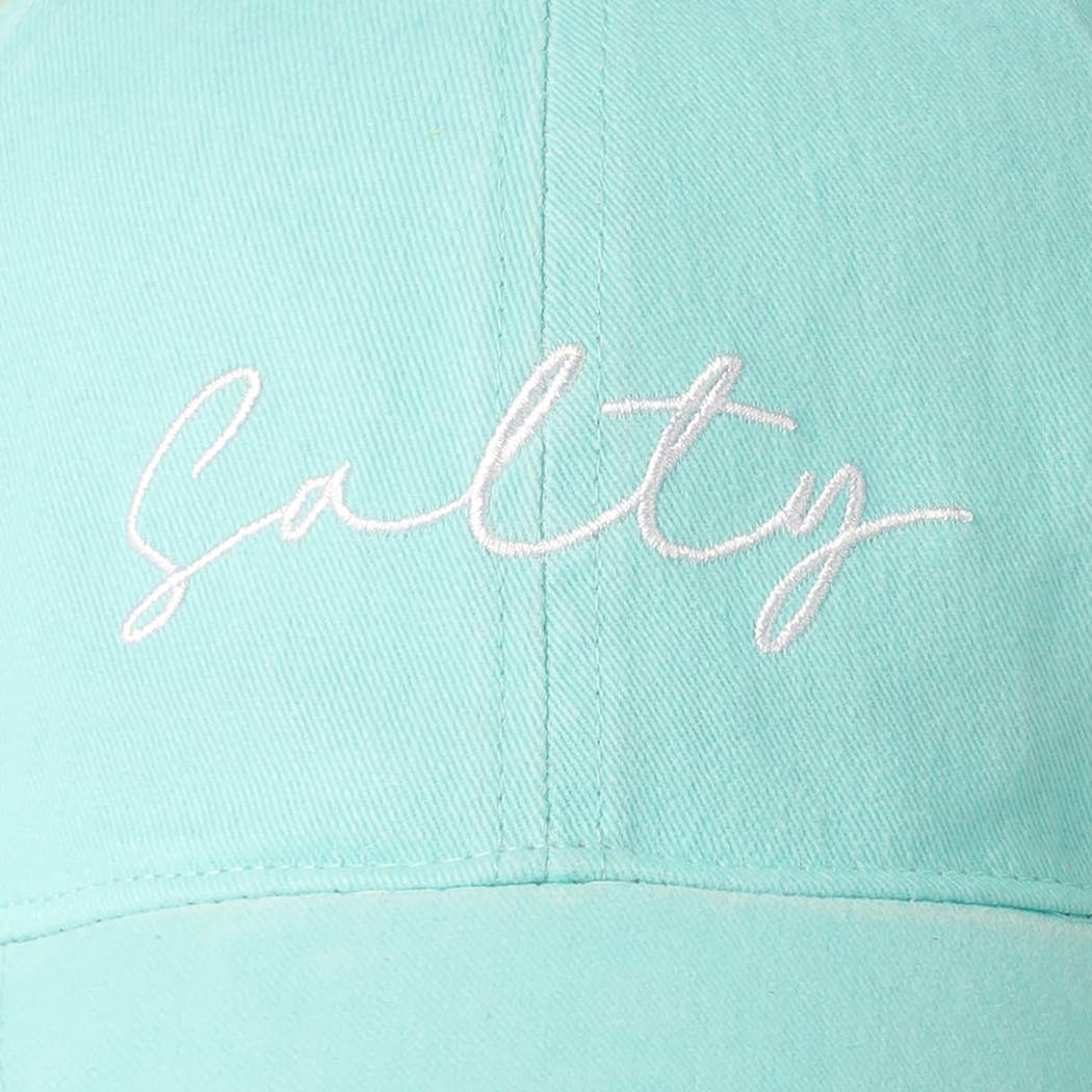 Salty Lettering Embroidery Baseball Cap: DUSTY PINK / One Size