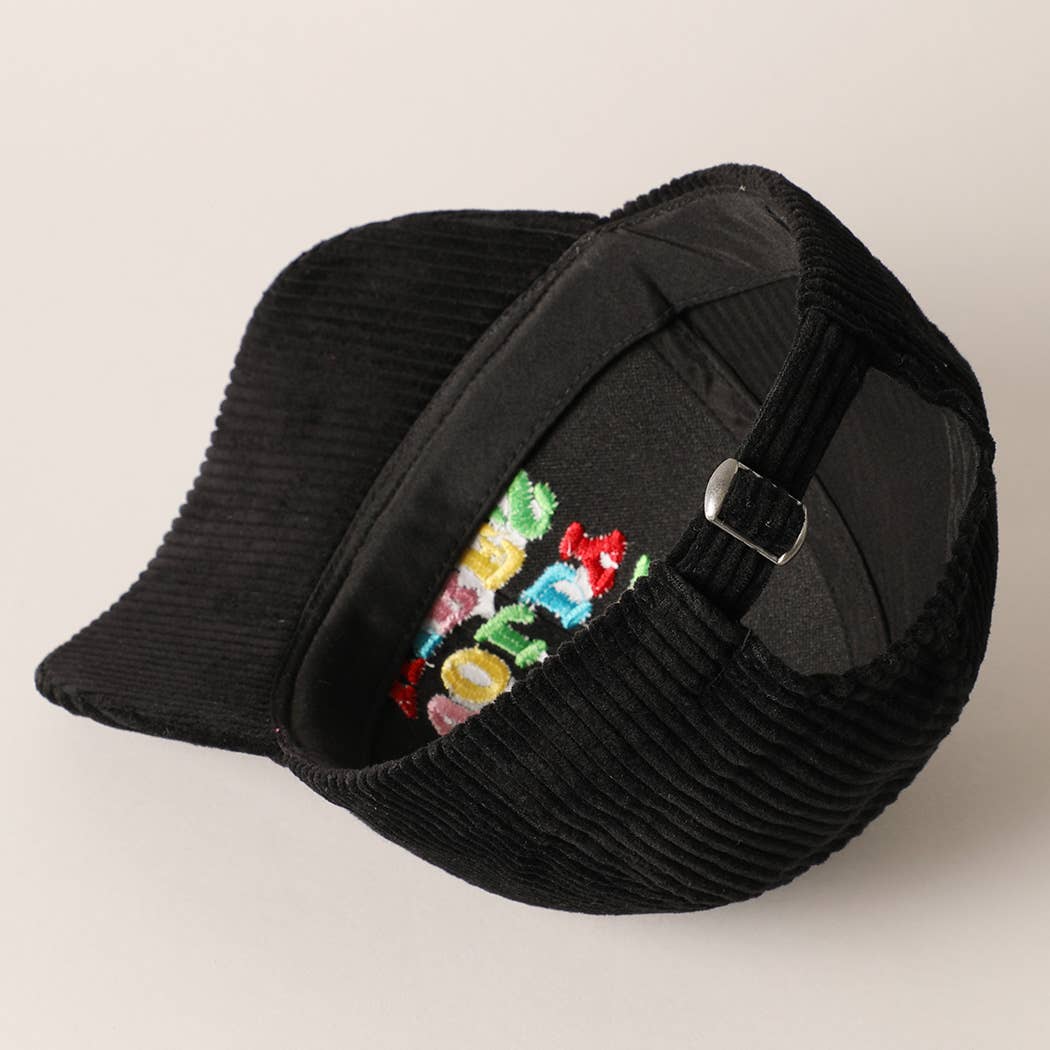 Holly Jolly Vibes Embroidery Corduroy Cap: OFF WHITE / ONESIZE