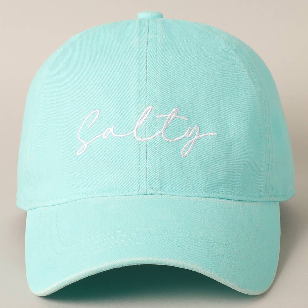 Salty Lettering Embroidery Baseball Cap: DUSTY PINK / One Size