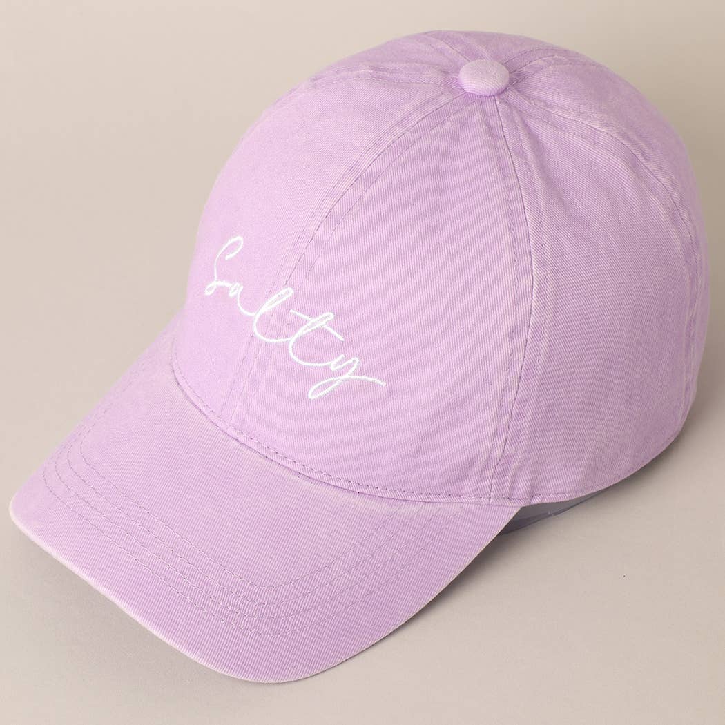 Salty Lettering Embroidery Baseball Cap: DUSTY PINK / One Size