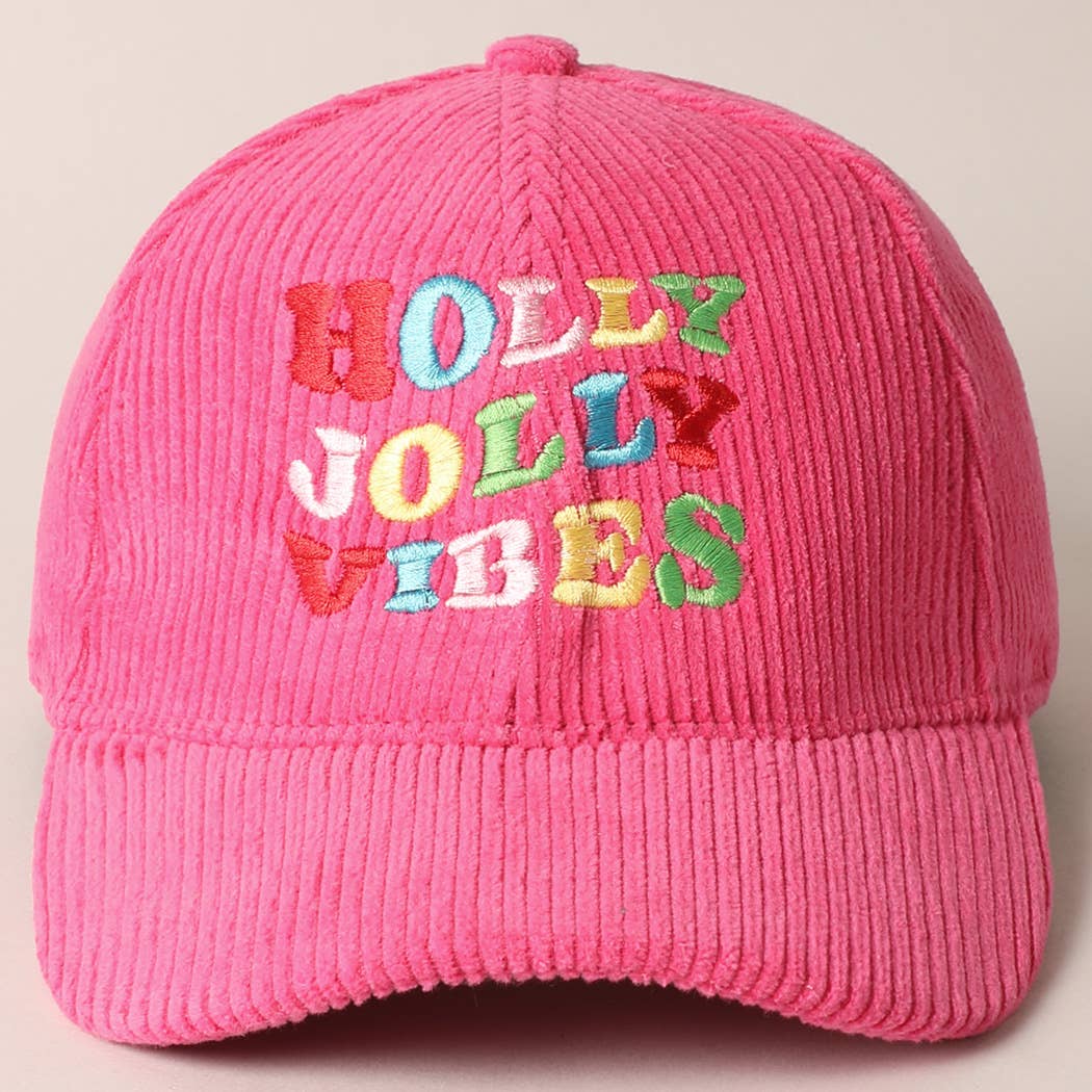 Holly Jolly Vibes Embroidery Corduroy Cap: OFF WHITE / ONESIZE